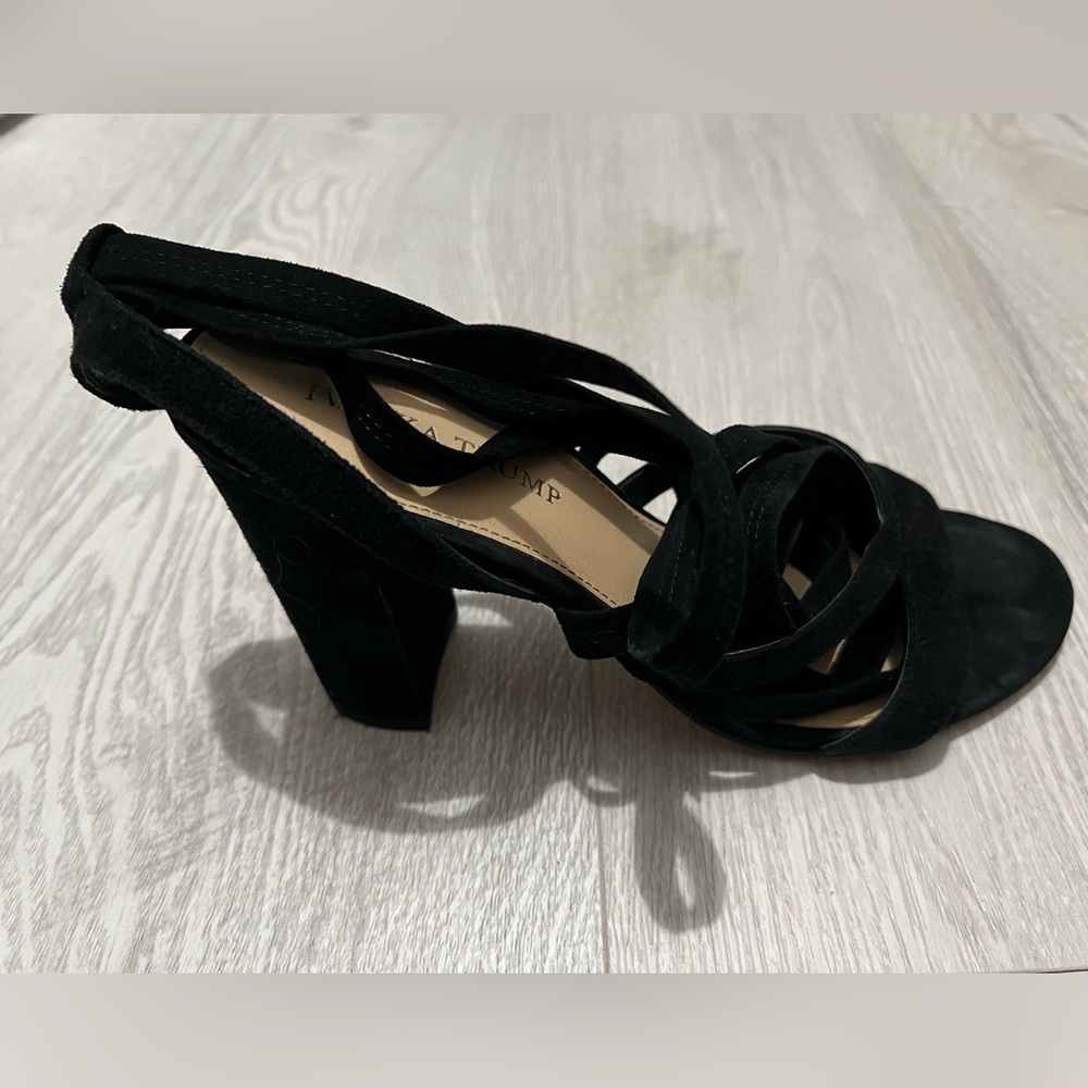 Ivanka Trump Black Suede Lace Up Heels